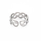 304 anneau de manchette ouvert creux losange en acier inoxydable pour femme(RJEW-S405-214P)-2