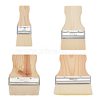4Pcs 4 Styles Wool Paint Brush, with Wood Handle, Rectangle, Mixed Color, 125~138x50~113x9.5~12.5mm, 1pc/style(TOOL-NB0002-28)