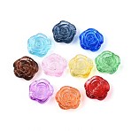 Baking Paint Transparent Glass Beads, Flower, Mixed Color, 17.5~18x18~18.5x7.5~8.5mm, Hole: 1.2~1.5mm(DGLA-N018-01)