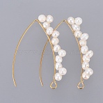 PVD Vacuum Plating 304 Stainless Steel Earring Hooks, with Grade A Natural Cultured Freshwater Pearl and Horizontal Loop, Golden, White, 42x32x5mm, Hole: 2mm, 20 Gauge, Pin: 0.8mm(EJEW-JE03759)