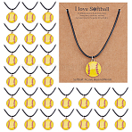 40Pcs Baseball Alloy Enamel Pendant Necklaces, with 40Pcs Paper Display Cards, Baseball, Platinum & Golden, 17.91 inch(45.5cm)(NJEW-GO00004)