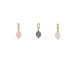 Natural Rose Quartz & Quartz Crystal & Picture Jasper Faceted Bicone Charms, with 304 Stainless Steel Findings, Real 18K Gold Plated, Ion Plating(IP), 14~15x7~8mm(G-OY009-87G)