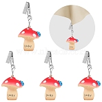 4Pcs Mushroom Resin Tablecloth Weights, Table Cloth Pendants, with Iron Clip, Dark Red, 80mm(HJEW-SW00128-05)