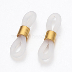 Eyeglass Holders, Glasses Rubber Loop Ends, with Brass Findings, Golden, 20x6mm, Hole: 2x3mm(KK-K225-35-02G)