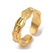 304 Stainless Steel Open Cuff Rings, Twist Wave, Real 18K Gold Plated, US Size 6 3/4(17.1mm)(RJEW-Z018-01G)