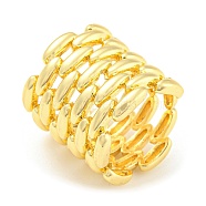 Rack Plating Brass Oval Open Cuff Rings, Long-Lasting Plated, Lead Free & Cadmium Free, Real 18K Gold Plated, Inner Diameter: 17mm(RJEW-Q784-05G)