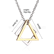 Simple Geometric Pendant Necklace, Stainless Steel Necklace, Triangle & Square, Golden, 15.75 inch(40cm)(TR3981-4)