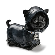 Resin Cat Figurine, for Halloween Party Home Desk Decoration, Black, 100x110x100mm(DARK-PW0001-070)