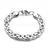 201 Stainless Steel Byzantine Chain Bracelet for Men Women, Stainless Steel Color, 7-1/4 inch(18.5cm)(BJEW-S057-76)