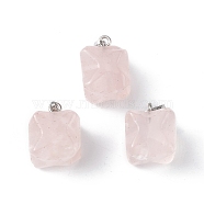 Natural Rose Quartz Pendants, Merkaba Star Charms, with Stainless Steel Color Plated 201 Stainless Steel Snap on Bails, 18~20x14~15x14~15mm, Hole: 8x3mm(G-C002-02J)