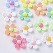 Opaque Acrylic Cabochons, Flower, Mixed Color, 17x17.5x4~5mm, Bottom: 9mm(SACR-N007-A-02)