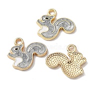 Alloy Enamel Pendants, Squirrel, Light Gold, Slate Gray, 15x17x1.2mm, Hole: 2mm(ENAM-CJC0016-02A)