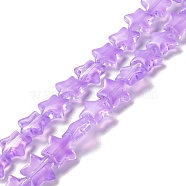 Transparent Glass Beads Strand, Star, Orchid, 10x10x4mm, Hole: 0.8mm, about 40pcs/strand, 13.39~14.17 inch(34~36cm)(GLAA-K057-01F)