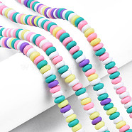 Handmade Polymer Clay Beads Strands, for DIY Jewelry Crafts Supplies, Flat Round, Colorful, 6~7x3mm, Hole: 1.5mm, about 113~116pcs/strand, 15.55 inch~16.14 inch(39.5~41cm)(CLAY-N008-008R)
