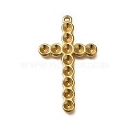 Ion Plating(IP) 304 Stainless Steel Pendant Rhinestone Settings, Cross, Real 18K Gold Plated, 43x25x3mm, Hole: 1.8mm(STAS-H225-07G)