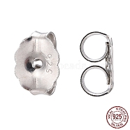 Rhodium Plated 925 Sterling Silver Ear Nuts, Platinum, 5x6x3mm, Hole: 0.7mm, about 100pcs/10g(STER-E041-11B)