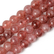 Natural Quartz Beads Strands, Dyed & Heated, Imitation Strawberry Quartz Color, Round, FireBrick, 8~8.5mm, Hole: 1.2mm, about 48pcs/Strand, 15.75 inch(40cm)(G-T129-01-8mm)