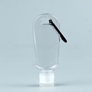 Plastic Keychain Bottles, Refillable Empty Bottles, Squeeze Container, with Flip Cap and Aluminium Buckles, Clear, 15x4.3x3cm, Capacity: 50ml(AJEW-WH0105-91)