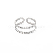 304 Stainless Steel Double Line Open Cuff Ring for Women, Stainless Steel Color, US Size 8(18.1mm)(X-RJEW-S405-227P)