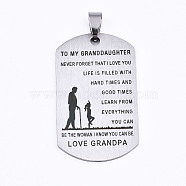 Non-Tarnish 201 Stainless Steel Quote Pendants, Stamped Dog Tags, Inspirational Gifts for Granddaughter Jewelry, Rectangle, Laser Cut, Stainless Steel Color, 45x27x1.5mm, Hole: 4x7.5mm(STAS-T044-226P)