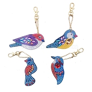 DIY Diamond Painting Keychain Kits, with Bird Shape Diamond Painting Mold, Rhinestone, Diamond Sticky Pen, Tray Plate and Glue Clay, Ball Chain Keychain and Swivel Clasp, Mixed Color, 86.5x39x2mm, Hole: 2.8mm(DIY-F054-23)