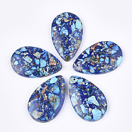 Assembled Synthetic Imperial Jasper and Natural Lapis Lazuli Pendants, Dyed, teardrop, Blue, 48x30~30.5x7mm, Hole: 1.4mm(G-S329-075)