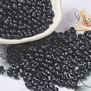 Baking Paint Glass Seed Beads, Peanut, Black, 5.5~6x3~3.5x3mm, Hole: 1~1.2mm, about 4000pcs/pound(SEED-K009-01A-02)
