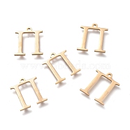 304 Stainless Steel Charms, Greek Alphabet, Golden, Letter.P, 14x12.5x1mm, Hole: 1.2mm(STAS-K215-23G)