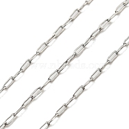 Tarnish Resistant 304 Stainless Steel Chains, Paperclip Chains, Soldered, with Spool, Stainless Steel Color, 2.2x0.7x0.2mm(CHS-E031-01A-P)