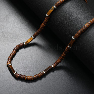 Bohemian Summer Cuboid Natural Tiger Eye & Coconut Heishi Beaded Necklaces(TY7189-4)