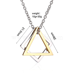 Simple Geometric Pendant Necklace, Stainless Steel Necklace, Triangle & Square, Golden, 15.75 inch(40cm)(TR3981-4)