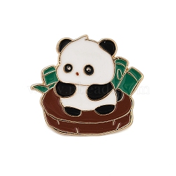 Panda Theme Enamel Pins, Alloy Brooches for Backpack Clothes, White, 28x31mm(JEWB-J006-02F-KCG)