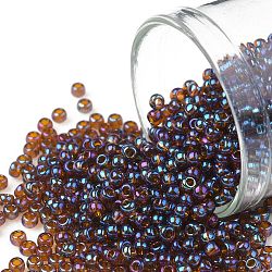 TOHO Round Seed Beads, Japanese Seed Beads, (454) Gold Luster Root beer, 11/0, 2.2mm, Hole: 0.8mm, about 1110pcs/bottle, 10g/bottle(SEED-JPTR11-0454)