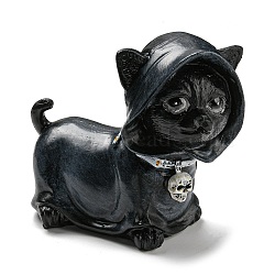 Resin Cat Figurine, for Halloween Party Home Desk Decoration, Black, 100x110x100mm(DARK-PW0001-070)