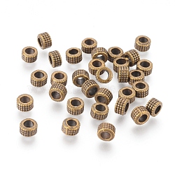 Tibetan Style Beads, Antique Bronze Color, Zinc Alloy Beads, Lead Free & Nickel Free & Cadmium Free, Column, 5mm in diameter, 3mm long, hole: 3mm(MLF0398Y-NF)