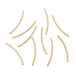 Brass Curved Tube Beads, Nickel Free, Real 18K Gold Plated, 29x1mm, Hole: 1mm(X-KK-T014-49G)