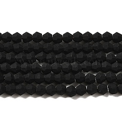 Imitate Austrian Crystal Frosted Glass Beads Strands, Grade AA, Faceted Bicone, Black, 3.5~3.8x3mm, Hole: 0.8mm, about 113~115pcs/strand, 14.17~14.37 inch(36~36.5cm)(EGLA-A039-P3mm-MD02)