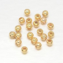 Brass Round Spacer Beads, Lead Free & Cadmium Free & Nickel Free, Real 18K Gold Plated, 3mm, Hole: 1mm, about 120pcs/5g(X1-KK-L147-197-3mm-NR)