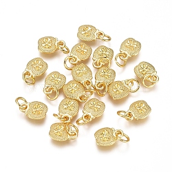 Electroplated Alloy Charms, Long-Lasting Plated, with Brass Jump Ring, Apple, Golden, 9.5x7x3mm, Hole: 3.5mm(PALLOY-G267-12G)