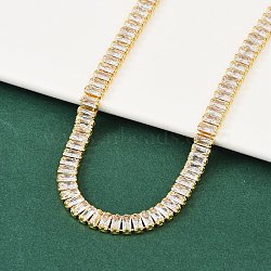 Clear Cubic Zirconia Classic Tennis Necklace for Girl Women Gift, Chain Necklaces with Rack Plating Brass Fold Over Clasps, Lead Free & Cadmium Free, Long-Lasting Plated, Real 18K Gold Plated, 16-1/8 inch(41cm)(NJEW-A005-03G)