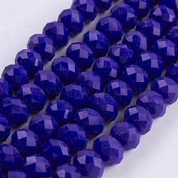 Opaque Glass Beads Strands, Faceted, Rondelle, Royal Blue, 8x6mm, Hole: 1~1.5mm, about 70~72pcs/strand, 16.9~17.3 inch(43~44cm)(X-EGLA-F122-8x6mm-NC02)