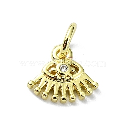 Eye Theme Brass Micro Pave Cubic Zirconia Charms, with Jump Ring, Real 18K Gold Plated, Eye, 9x8x1.5mm, Hole: 3mm(KK-H475-58G-08)