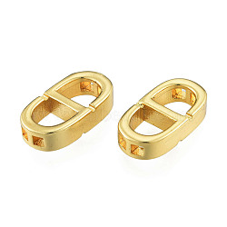 Brass Connector Charms, Nickel Free, Oval, Real 18K Gold Plated, 16x8x4mm, Hole: 1.4mm(KK-N259-21)