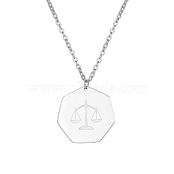 Constellation Libra Stainless Steel Pendant Necklaces for Women, Stainless Steel Color, 17.72 inch(45cm)(SK1865-2)