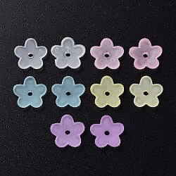 Transparent Acrylic Beads, Frosted, Flower, Mixed Color, 12.5x13x2.5mm, Hole: 1.8mm, about 2439pcs/500g(MACR-S373-118-D)