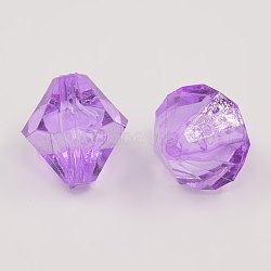 Faceted Bicone Transparent Acrylic Beads, Dyed, Violet, 4mm, Hole: 1mm, about 4680pcs/180g(DBB4mm05)
