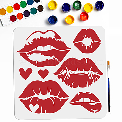 US 1Pc PET Hollow Out Drawing Painting Stencils, with 1Pc Art Paint Brushes, for DIY Scrapbook, Photo Album, Lip, 300x300mm(DIY-MA0003-43B)