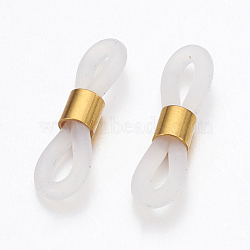 Eyeglass Holders, Glasses Rubber Loop Ends, with Brass Findings, Golden, 20x6mm, Hole: 2x3mm(KK-K225-35-02G)