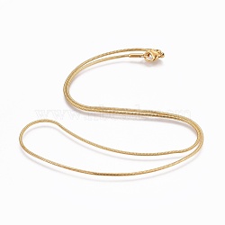 304 Stainless Steel Snake Chain Necklaces, with 304 Stainless Steel Clasps, Golden, 18.1 inch(46cm), 1.2mm(NJEW-F248-02B-G)