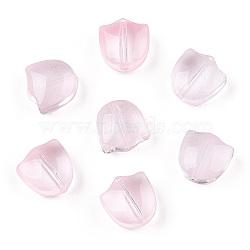 Spray Painted Transparent Glass Beads, Tulip Flower, Pink, 9x9x5.5mm, Hole: 1mm(X-GLAA-T022-26-A01)